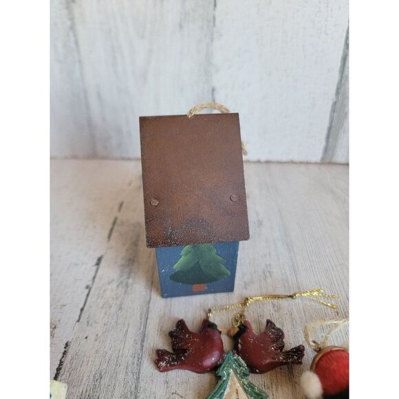 Red cardinal bird birdhouse variety set ornament Xmas - Picture 10 of 14